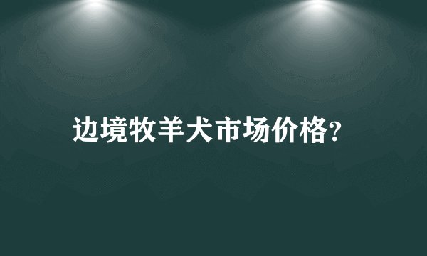 边境牧羊犬市场价格?