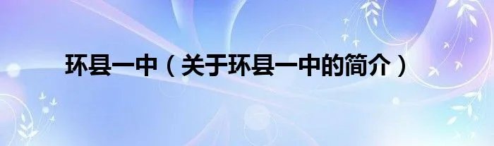 环县一中（关于环县一中的简介）