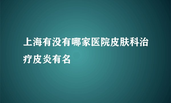 上海有没有哪家医院皮肤科治疗皮炎有名