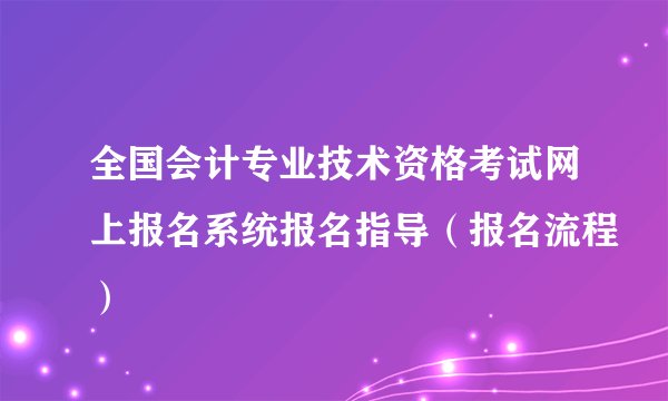 全国会计专业技术资格考试网上报名系统报名指导(报名流程)