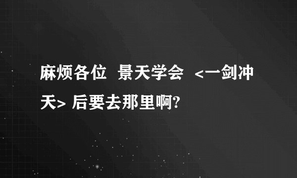麻烦各位  景天学会  <一剑冲天> 后要去那里啊?