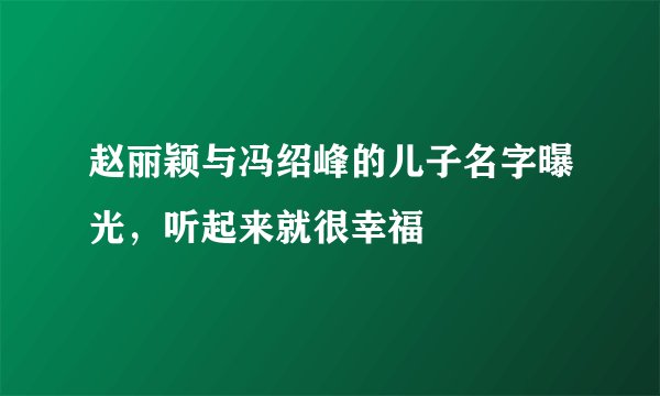 赵丽颖与冯绍峰的儿子名字曝光，听起来就很幸福