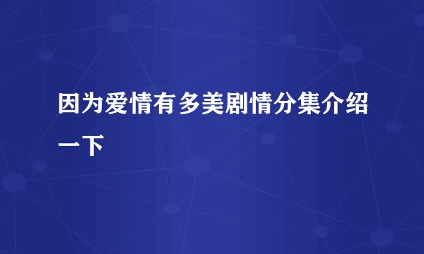 因为爱情有多美剧情分集介绍一下