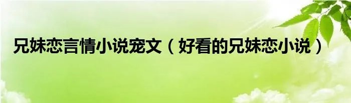 兄妹恋言情小说宠文（好看的兄妹恋小说）