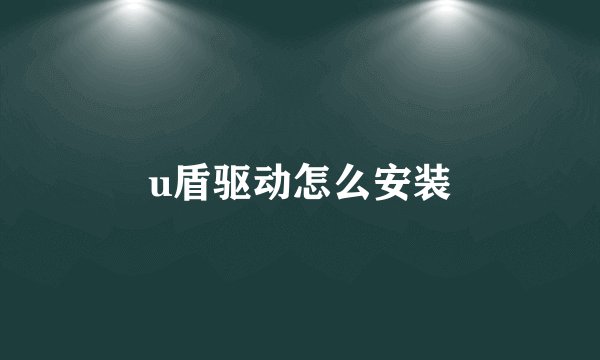 u盾驱动怎么安装