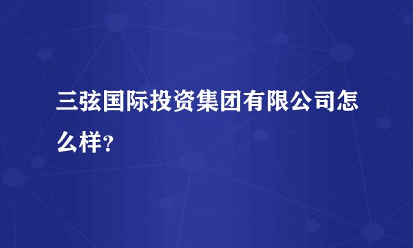 三弦国际投资集团有限公司怎么样？