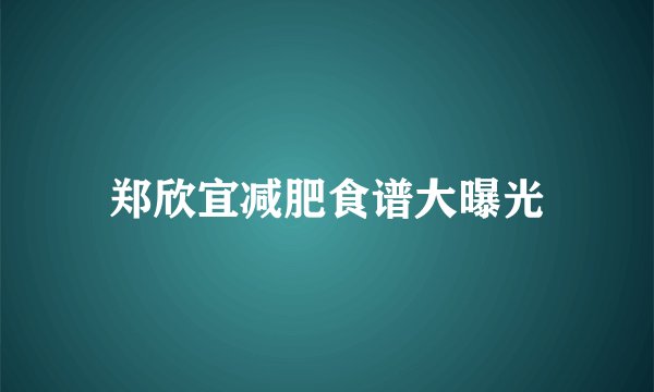 郑欣宜减肥食谱大曝光