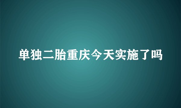 单独二胎重庆今天实施了吗