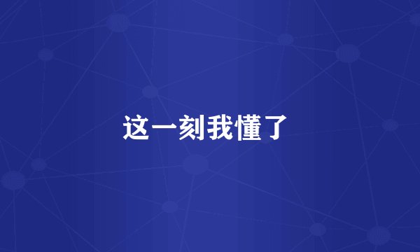 这一刻我懂了 