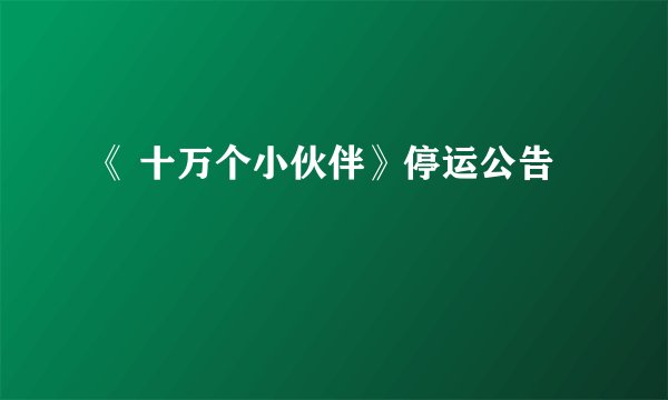 《 十万个小伙伴》停运公告