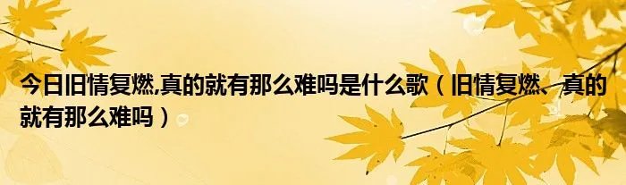 今日旧情复燃,真的就有那么难吗是什么歌（旧情复燃、真的就有那么难吗）