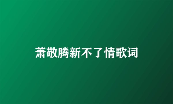 萧敬腾新不了情歌词