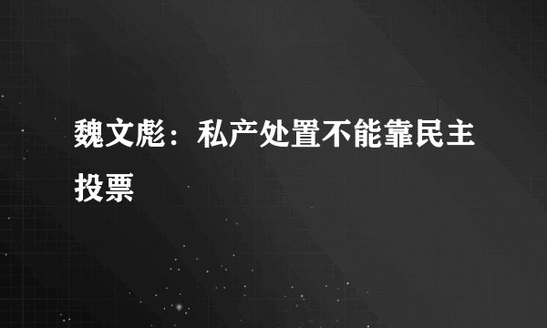 魏文彪:私产处置不能靠民主投票