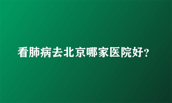 看肺病去北京哪家医院好？
