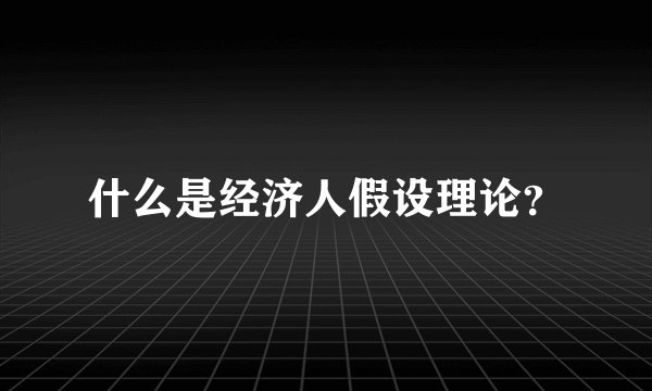 什么是经济人假设理论？