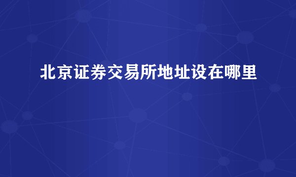 北京证券交易所地址设在哪里