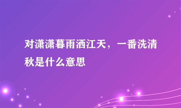 对潇潇暮雨洒江天，一番洗清秋是什么意思