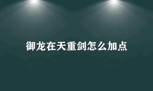 御龙在天重剑怎么加点