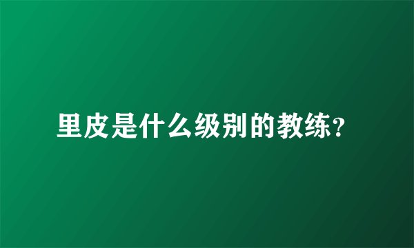 里皮是什么级别的教练？