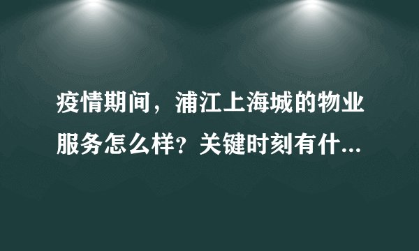 疫情期间，浦江上海城的物业服务怎么样？关键时刻有什么行动吗？