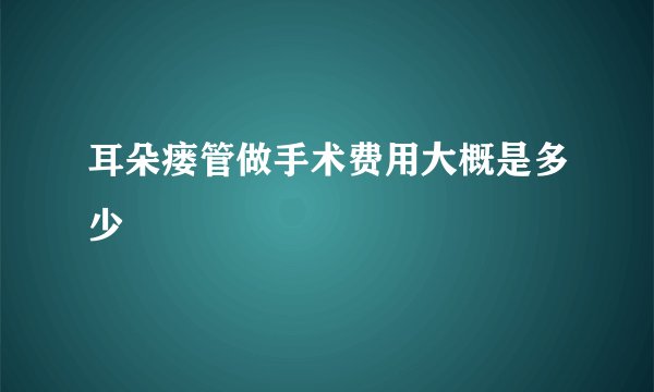 耳朵瘘管做手术费用大概是多少