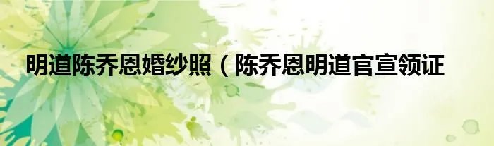 明道陈乔恩婚纱照（陈乔恩明道官宣领证
