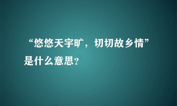 “悠悠天宇旷,切切故乡情”是什么意思?