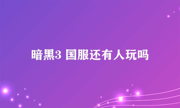 暗黑3 国服还有人玩吗