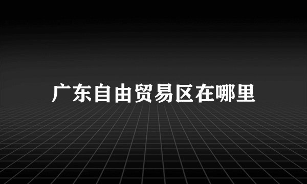 广东自由贸易区在哪里