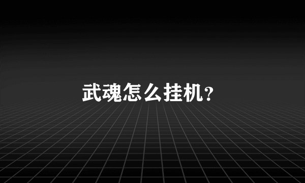 武魂怎么挂机？