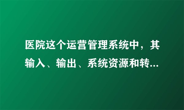 医院这个运营管理系统中,其输入、输出、系统资源和转换功能各是什么?
