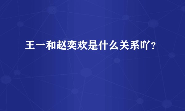 王一和赵奕欢是什么关系吖？