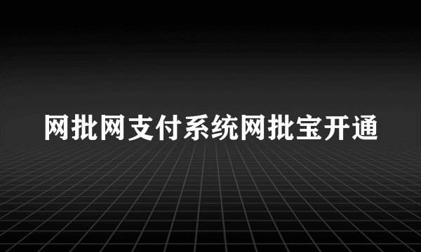 网批网支付系统网批宝开通