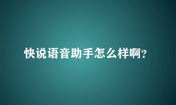 快说语音助手怎么样啊?
