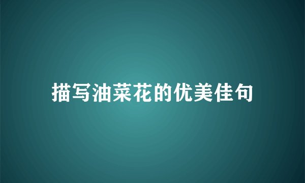 描写油菜花的优美佳句