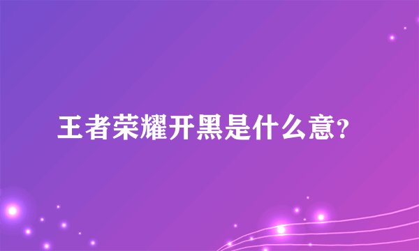 王者荣耀开黑是什么意？