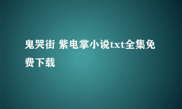 鬼哭街 紫电掌小说txt全集免费下载