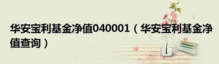 华安宝利基金净值040001（华安宝利基金净值查询）