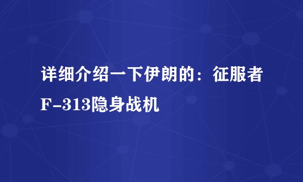详细介绍一下伊朗的:征服者F-313隐身战机