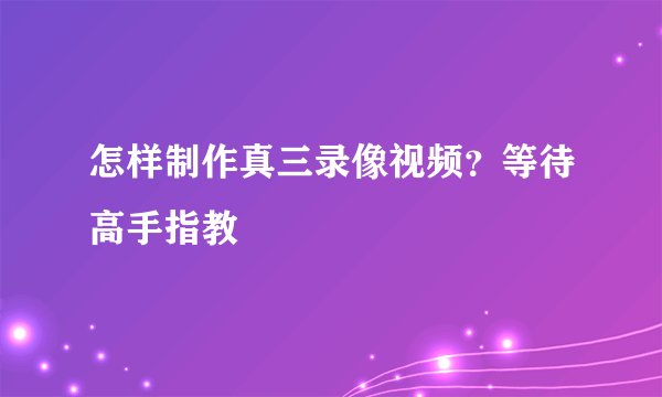 怎样制作真三录像视频？等待高手指教