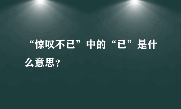 “惊叹不已”中的“已”是什么意思？