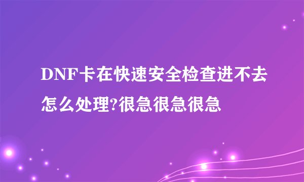 DNF卡在快速安全检查进不去怎么处理?很急很急很急