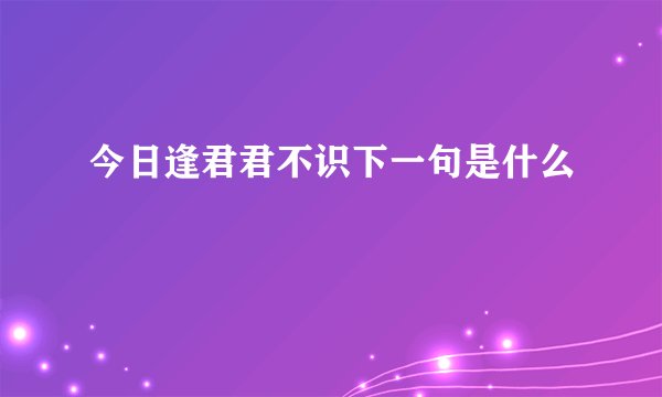 今日逢君君不识下一句是什么