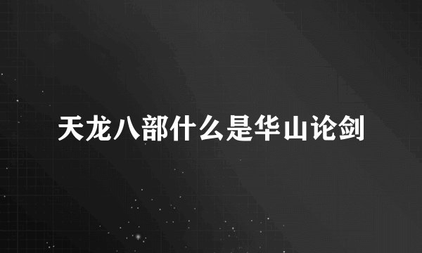 天龙八部什么是华山论剑