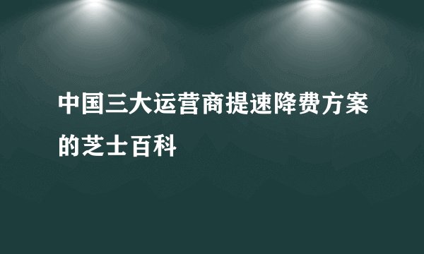 中国三大运营商提速降费方案的芝士百科