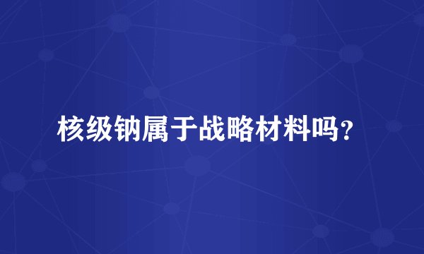 核级钠属于战略材料吗?
