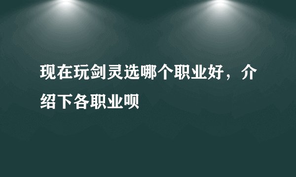 现在玩剑灵选哪个职业好，介绍下各职业呗