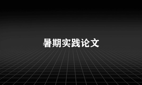 暑期实践论文