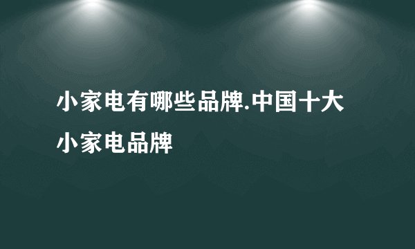 小家电有哪些品牌.中国十大小家电品牌