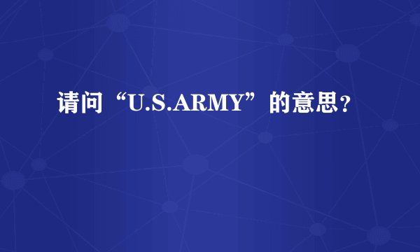 请问“U.S.ARMY”的意思？